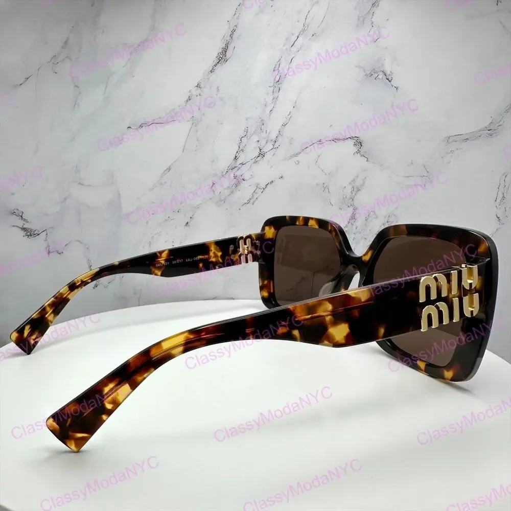 New MIU MIU Sunglasses Brown Square Gold Full Rim 56mm MIU MIU